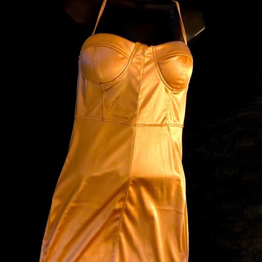 Bodycon Gold Bustier Dress - Picture 5 of 9